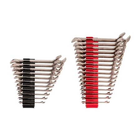 Tekton Angle Head Open End Wrench Set with Modular Wrench Organizer, 27-Piece (3/8-1 in., 10-27 mm) WAE93502